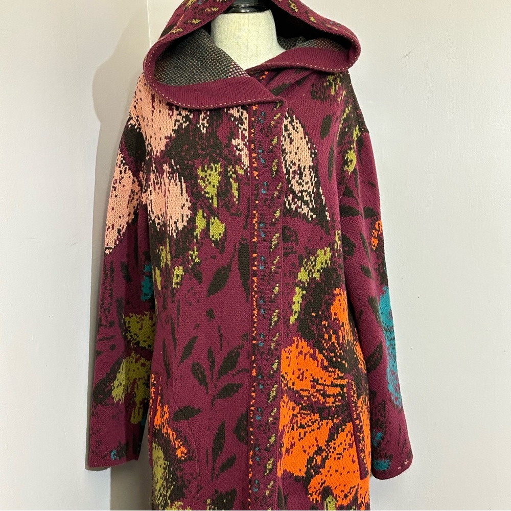 IVKO Floral Wool Cardigan Sweater Coat Large - Picture 4 of 14